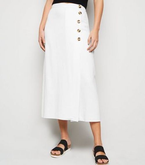 White Linen Look Button Up Midi Skirt New Look Compare Union Square Aberdeen Shopping Centre