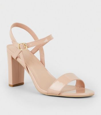 pale pink block heels