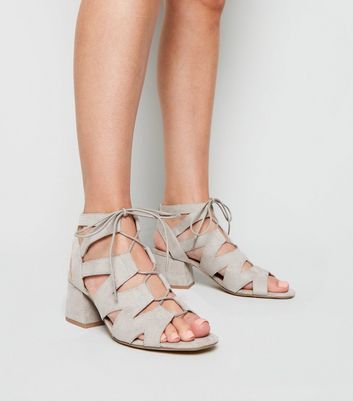 Grey Suedette Lace Up Ghillie Sandals New Look Vegan Compare