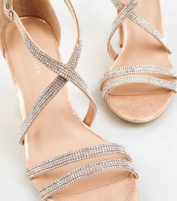 new look rose gold block heel