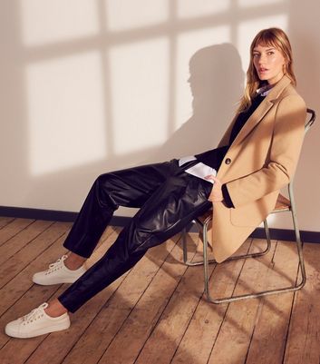 Camel Revere Collar Coat New Look 