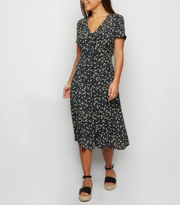 petite button front dress