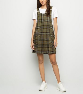 Green Check Pinafore Dress New Look 