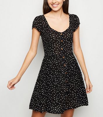 Brave Soul Black Spot Shirred Smock 