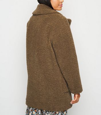 Petite Rust Teddy Coat New Look 