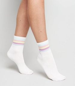 Multicoloured Pastel Rainbow Stripe Socks New Look