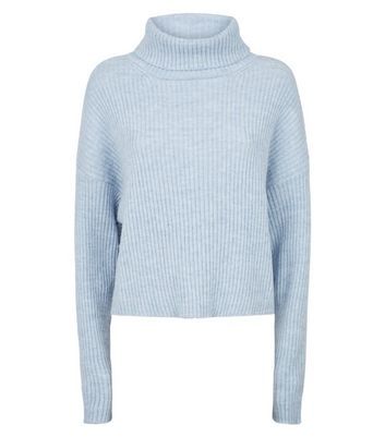 pale blue roll neck jumper