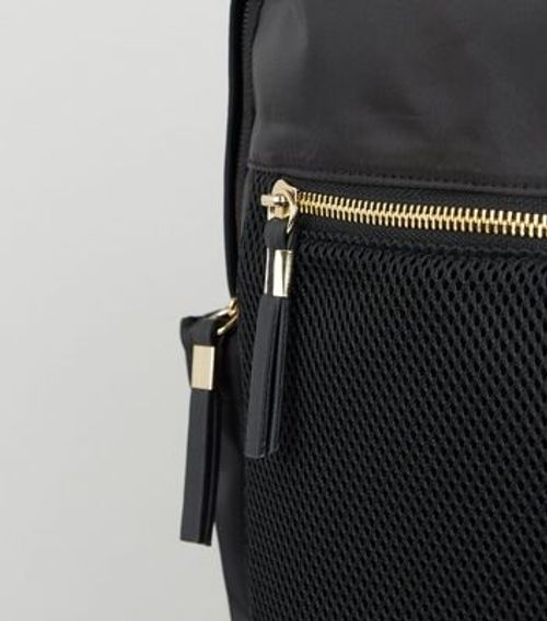 New Look Black Leather-Look Backpack School