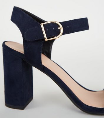 Navy Suedette Ankle Strap Block Sandals New Look Vegan Compare