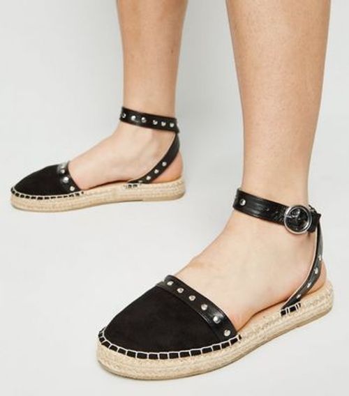 Girls Black Suedette Stud...