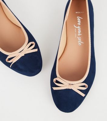 navy wide fit ballet pumps