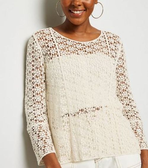 afslappet Højde At adskille Cream Crochet Long Sleeve Top New Look | Compare | Highcross Shopping  Centre Leicester