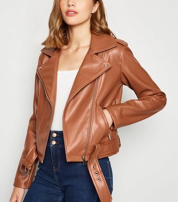 tan leather look jacket