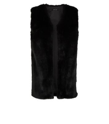 black pelted faux fur gilet