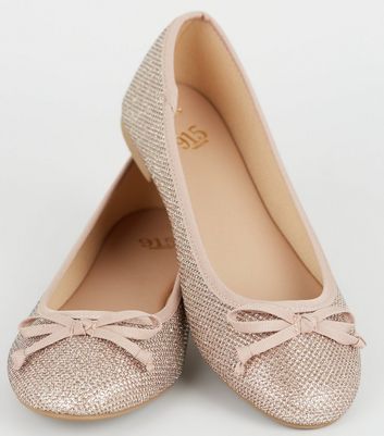 rose gold flat pumps