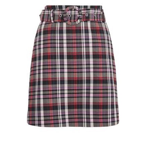 Pink Check Buckle Mini Skirt...