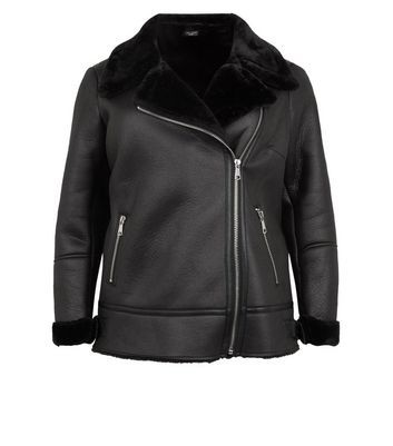 Curves Black Faux Fur Lined Aviator 