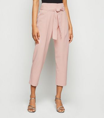 New Look Denim Belted High Waist Trousers  Off White  littlewoodscom