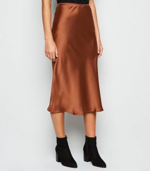 JDY Rust Satin Midi Skirt New Look | Compare | Union Square Aberdeen  Shopping Centre