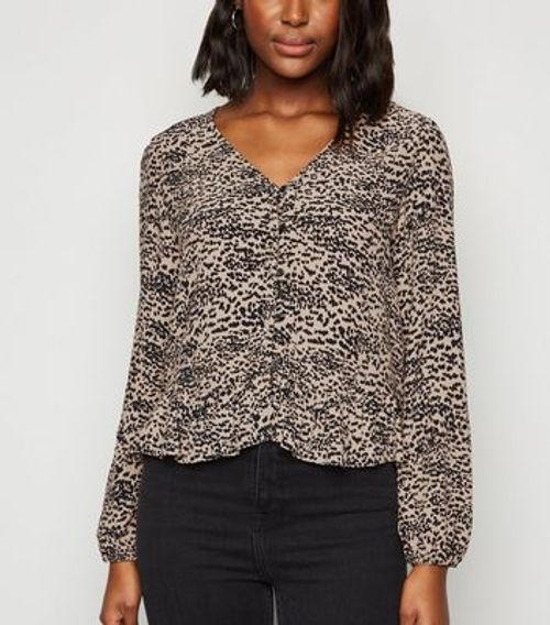 Brown Animal Print Frill...