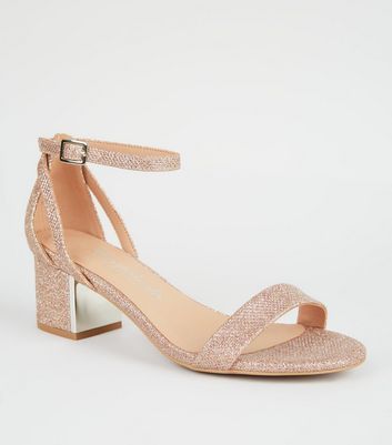 wide fit rose gold glitter block heels