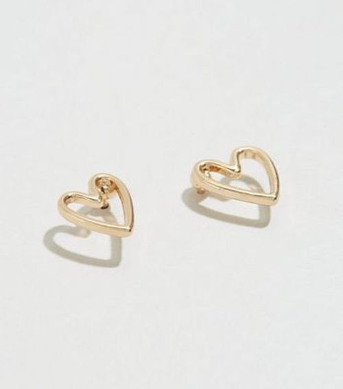 Gold Abstract Heart Stud...