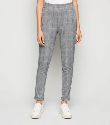 Green Check Button Front Tapered Trousers  New Look