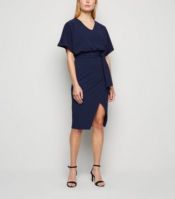 Quiz red batwing belted dress online