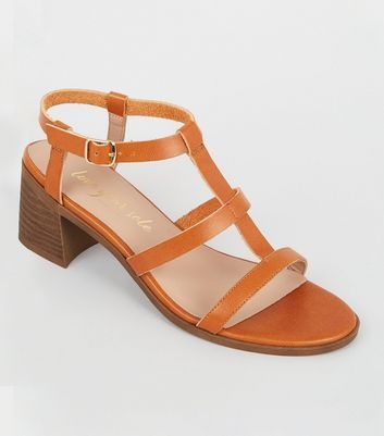 Tan Faux Croc Open Toe Block Heel Sandals | New Look