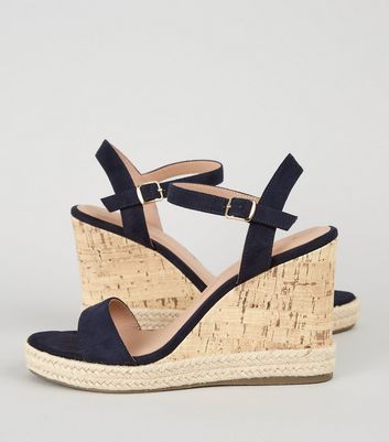 new look navy wedges