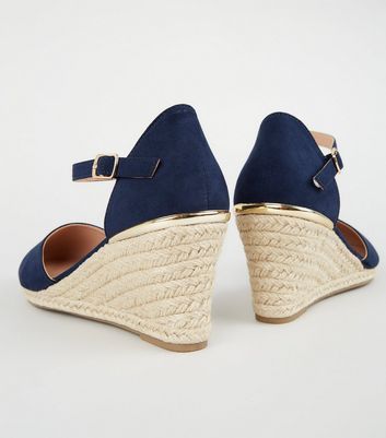 new look navy wedges