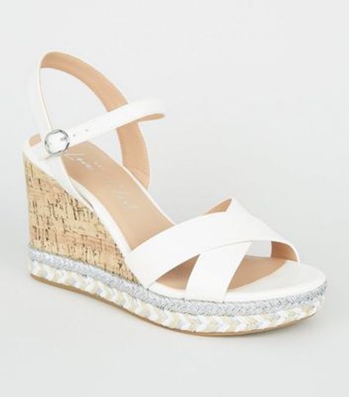 lampe ukrudtsplante vedhæng Wide Fit Gold Glitter Espadrille Cork Wedges New Look | Compare |  Silverburn Shopping Centre Glasgow