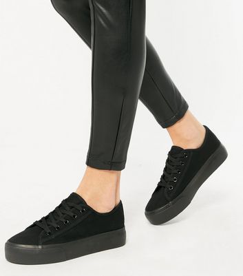 black platform trainers new look