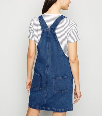 new look black denim pinafore