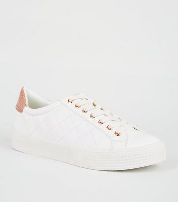 new look white leather trainers