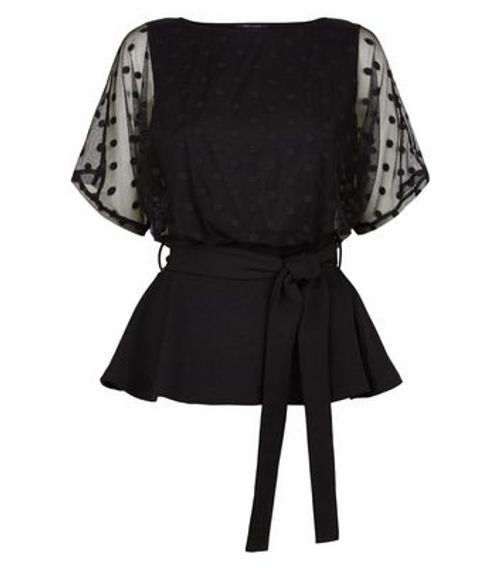 Missfiga Black Flared Sleeve Peplum Top