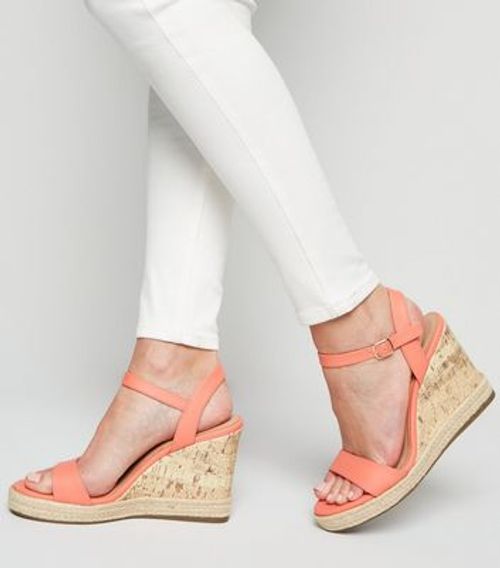 Coral Leather-Look Espadrille Cork Wedges Look | | Cabot