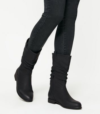 flat black calf boots