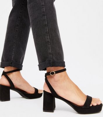 black block heel sandals wide fit
