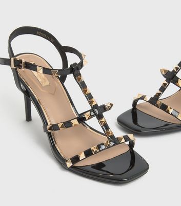 Pewter Gem Studded Stiletto Sandals New 