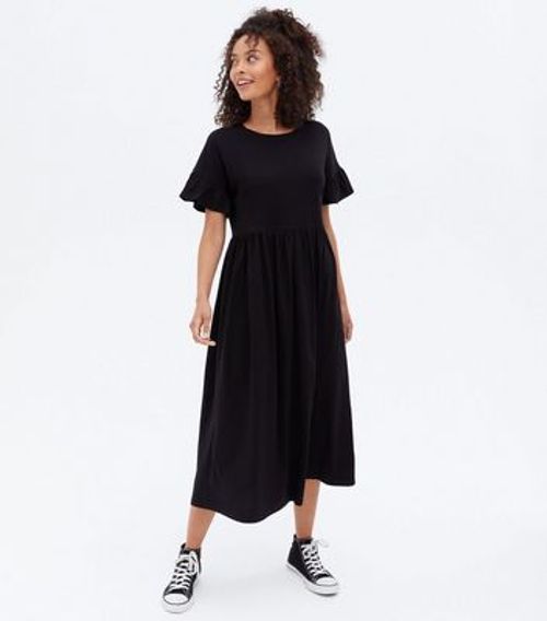 Tall Black Midi Smock Dress...