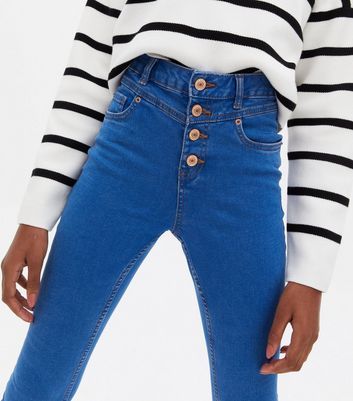 Girls Bright Blue High Waist Skinny 