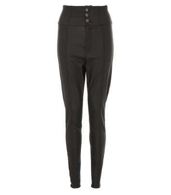 QUIZ Camel Leather-Look Trousers New 
