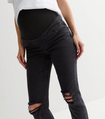 Maternity Black Ripped Over Bump Tori 