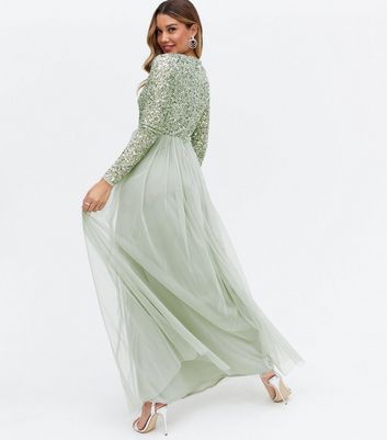 light green long sleeve dress