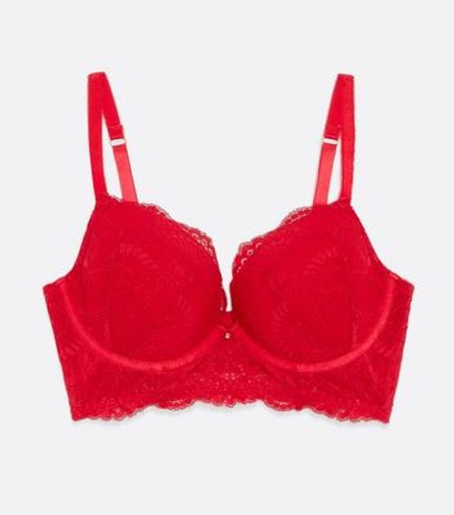 Red DD+ Scallop Lace Push Up...