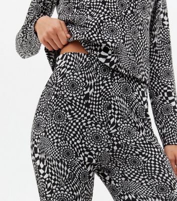 Black Retro Check High Waist Flared 