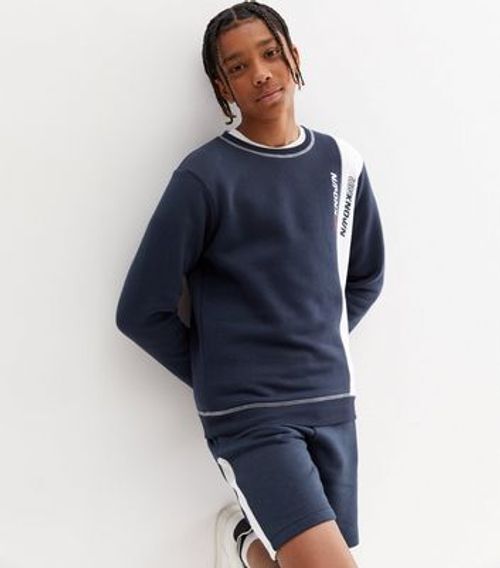 Boys Navy Spliced Crew Neck...