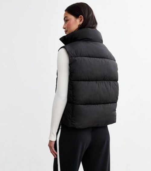 Black Puffer Crop Gilet New...