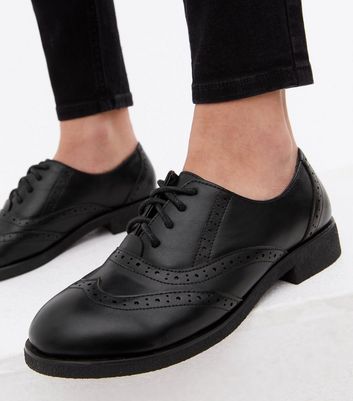 Wide Fit Black Patent Lace Up Brogues 